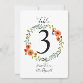 Mooie bloemenkrans | Nummerkaartjes voor de tafel Kaart (Voorkant)