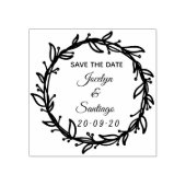 Mooie bloemenkrans Save The Date Rubberstempel (Afrduk)