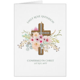 Mooie bloemenkruis Bevestigingskaart gepersonalise