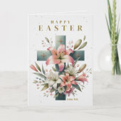 Mooie Bloemenkruis Custom Christelijk Pasen Feestdagen Kaart (Voorkant)