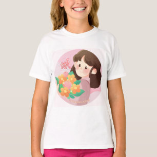 Mooie bloemenmeisje ontwerp t-shirt