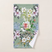 Mooie bloemenmotief Rozen Wildbloemen Groen Bad Handdoek (Handdoek)