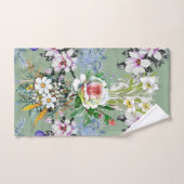 Mooie bloemenmotief Rozen Wildbloemen Groen Bad Handdoek (Handdoek)