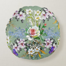 Mooie bloemenmotief Rozen Wildbloemen Groen