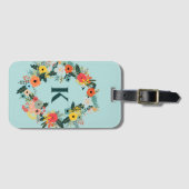 Mooie bloemenovale krans monogram bagagelabel (Voorkant (horizontaal))
