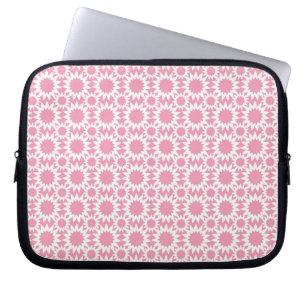 Mooie Bloemenpatroon Roze en Wit Laptop Sleeve