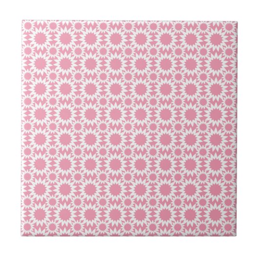 Mooie Bloemenpatroon Roze en Wit Tegeltje (Voorkant)