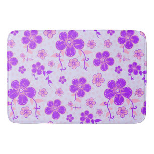 Mooie bloemenprint paars en roze op lavendel badmat