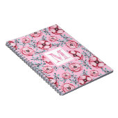 Mooie bloemenprint roze monogram  notitieboek (Rechterzijde)