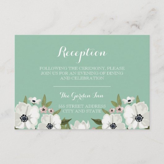 Mooie bloemenreceptie Kaart - munt (Voorkant)
