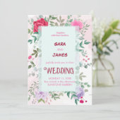 Mooie bloemenrijke en elegante blush Roos bruiloft Kaart (Staand voorkant)