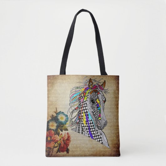 Mooie bloemenruiterpaard Canvas tas (Voorkant)