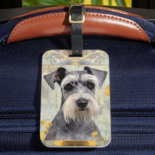 Mooie bloemenschnauzer bagagelabel