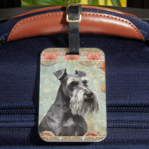 Mooie bloemenschnauzer bagagelabel