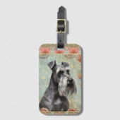 Mooie bloemenschnauzer bagagelabel (Voorkant (verticaal))