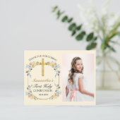 Mooie Bloemensier met Botercrème Heilige Communie Briefkaart (Staand voorkant)