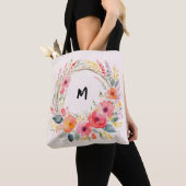 Mooie bloemenslinger met monogram Elegant Tote Bag (Dichtbij)