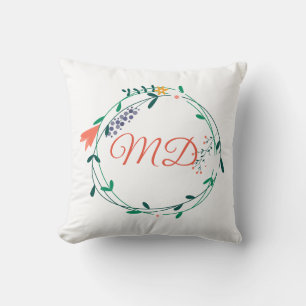 Mooie bloemenslingergrafiek monogram kussen