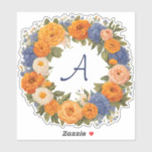 Mooie bloemenslingermonogram beginletter uitgesned sticker (Vel)