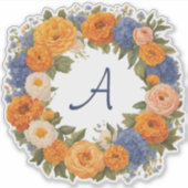 Mooie bloemenslingermonogram beginletter uitgesned sticker (Voorkant)