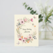 Mooie bloemenslingers en vlinders verjaardag briefkaart (Staand voorkant)