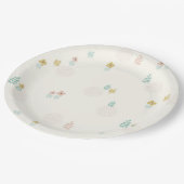 Mooie bloementuin cartoon 1e verjaardagsfeestje  papieren bordje (Gekanteld)