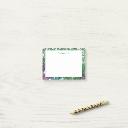 Mooie bloementuin post-it® notes (Op bureau)