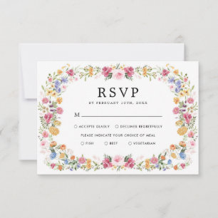 Mooie bloementuin trouw RSVP kaart