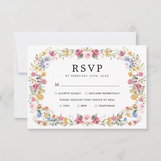Mooie bloementuin trouw RSVP kaart (Voorkant)