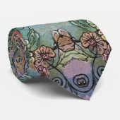 Mooie bloementuin Waterverf schilderij Stropdas (Opgerold)