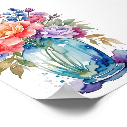 Mooie Bloemenvaas Clip Art op witte achtergrond Poster (Hoek)