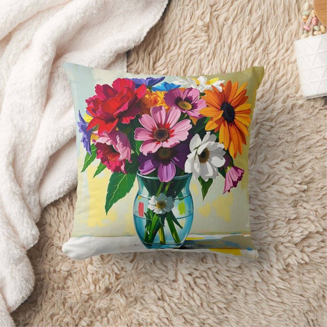 Mooie bloemenvase van glas kussen (Deken)