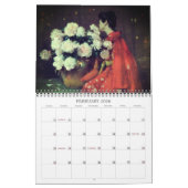 Mooie, bloemenverf, fijne kunst kalender (Feb 2026)