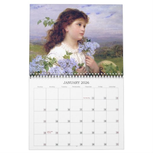 Mooie, bloemenverf, fijne kunst kalender (Jan 2026)