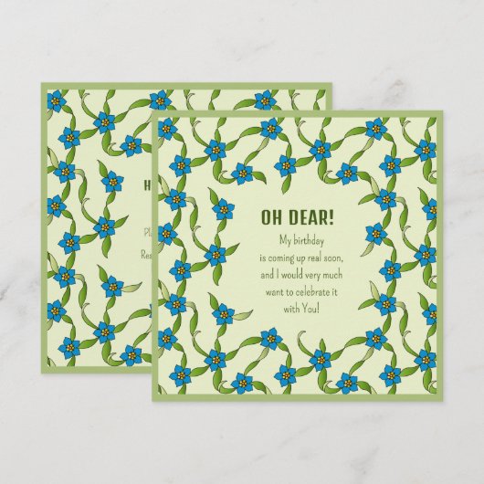 Mooie bloemenverjaardag CC1278 Zelf uitnodiging (Voorkant / Achterkant)