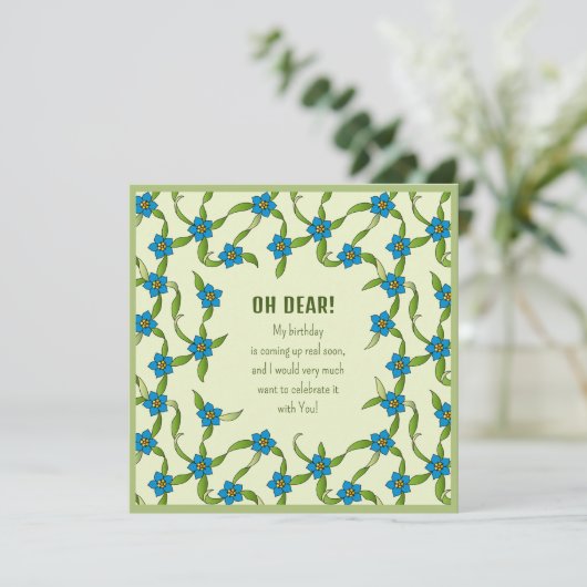 Mooie bloemenverjaardag CC1278 Zelf uitnodiging (Staand voorkant)