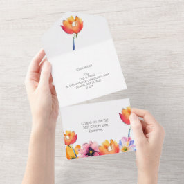 Mooie bloemenvouw all in one uitnodiging