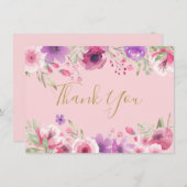 Mooie bloemenweide Goud Schrift Bedankt (Voorkant / Achterkant)
