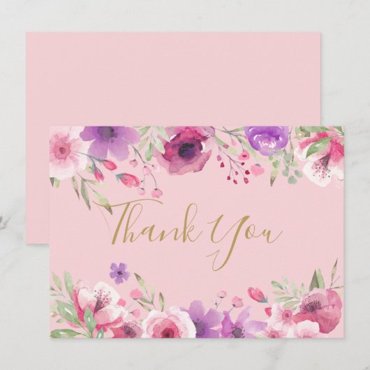 Mooie bloemenweide goud script bedankt (Voorkant / Achterkant)