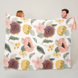 Mooie bloemetjes Leuke l Witte en roze waterverf Fleece Deken