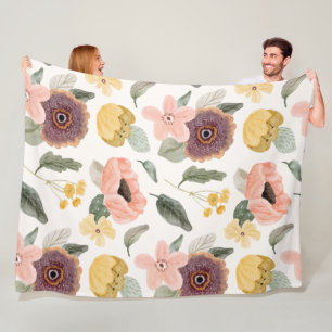 Mooie bloemetjes Leuke l Witte en roze waterverf Fleece Deken