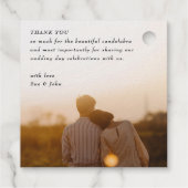 Mooie bloemgeschilderde foto goud folie bedankjes labels (Achterkant)