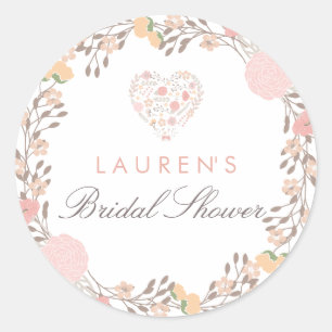 Mooie bloemhart bruiloft sticker