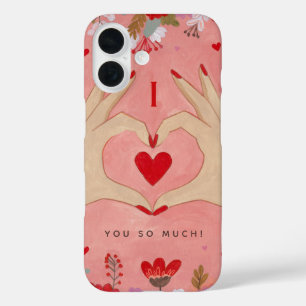 Mooie bloemhart roze Valentijn iPhone 16 Hoesje