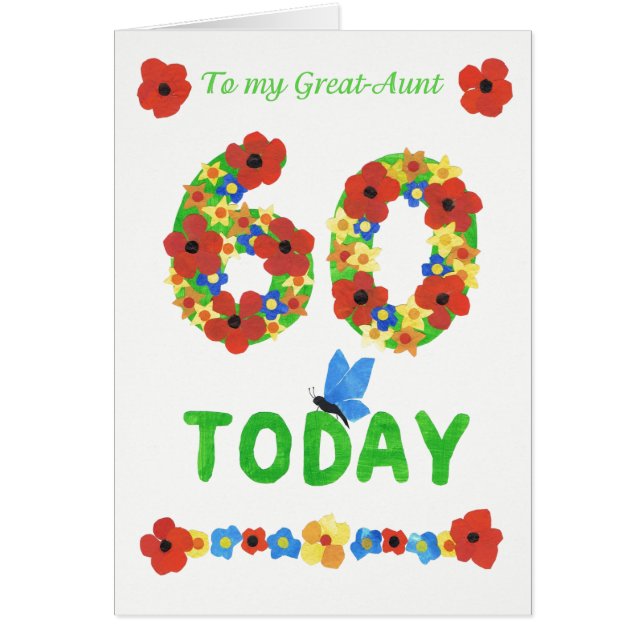 Mooie bloemige 60e verjaardag, voor geweldige tant (Voorkant)