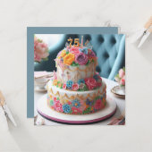 MOOIE BLOEMIGE 75E VERJAARDAGSTAART KAART (Voorkant / Achterkant in situ)