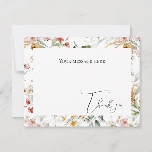 Mooie Bloemige Aquarel Platte Bedankkaart (Achterkant)