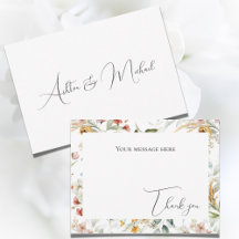 Mooie Bloemige Aquarel Platte Bedankkaart