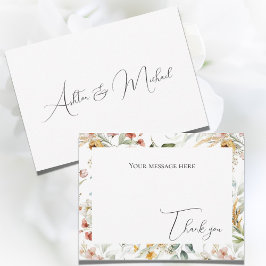 Mooie Bloemige Aquarel Platte Bedankkaart