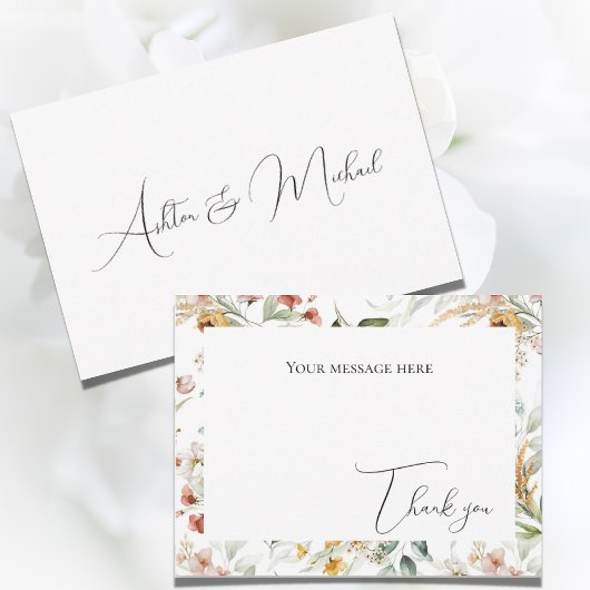 Mooie Bloemige Aquarel Platte Bedankkaart